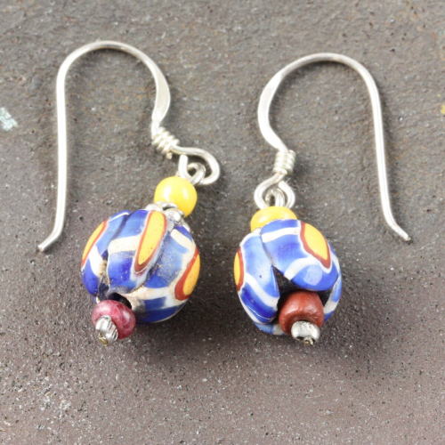 アンティーク ラウンド ミルフィオリ　ピアス　Antique Round Millefiori Earrings