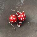 アンティーク ヴェネチアンファンシー レッドスカンク ピアス Antique Venetian Fancy Red Skunk Earrings